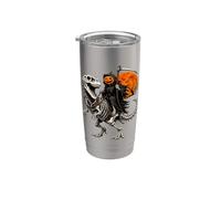 Halloween Pumpkin Riding Skeleton T-Rex Funny Halloween Stainless Steel Insulated Tumbler