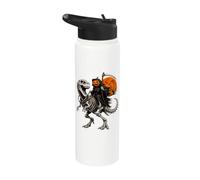 Halloween Pumpkin Riding Skeleton T-Rex Funny Halloween Stainless Steel Insulated Water Bottle