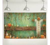 Halloween Pumpkin Scarecrow Backdrop, Spooky Rustic Decor for Parties, Autumn Fall Photo Background for Halloween Events 71x43 Inch