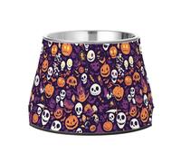 Halloween Pumpkin Scary Face Skulls Dogs Food Water Bowl Enhanced Stainless Steel Cats Food Bowls for Slow Feed Dogs Comfort Feeding