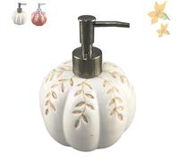Halloween Pumpkin Scented Liquid Hand Soap Dispenser, Fall Bathroom Soap Dispensers Ceramics Refillable Hand Pumpkin Dispenser - for Kitchen Home Bathroom Decor (White)