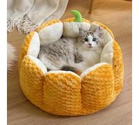 Halloween Pumpkin - Shaped Cat Bed: 16.5x7.5 Inch Cute, Fluffy Pet Bed with Removable & Washable Cushion, Ideal for Indoor Cats and Small Dogs