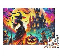Halloween Pumpkin Skeleton 1000 Pieces Jigsaw Puzzles For Adults Educational Games Stress Relieving Entertainment Cultivate The Spirit of Teamwork for The Whole for Women, Gifts for Men