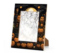Halloween Pumpkin Skull Picture Frame 11x14,Halloween Theme 11x14Photo Frame Horizontal & Vertical Display 11 by 14Wooden Picture Frame for Desktop or Wall Decoration