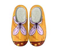 Halloween Pumpkin Slippers for Unisex - Creepy Cute Fluffy Winter Shoes, Super Soft & Warm Print Tropical Round Toe Thermal for Couples Lightweight Non-Slip Shiny, yellow, 10 UK