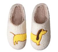 Halloween Pumpkin Slippers for Womens Mens Warm Bat Spooky Soft Plush House Slippers Closed Toe Indoor or Outdoor Fuzzy Memory Foam Cartoon Animal Shoes Gifts for Ladies Unisex Dog-White