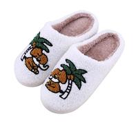 Halloween Pumpkin Slippers for Womens Mens Warm Bat Spooky Soft Plush House Slippers Closed Toe Indoor or Outdoor Fuzzy Memory Foam Cartoon Animal Shoes Gifts for Ladies Unisex Elephant-White