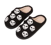 Halloween Pumpkin Slippers Terror Happy Slippers Cosy Scary Non-Slip Lined Slippers Orange Fluffy Holiday Slippers Plush Slippers Women House Slippers, White, 10 UK