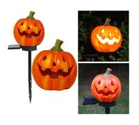 Halloween Pumpkin Solar Garden Light, Waterproof Resin LED Decorative Lamp for Outdoor Lawn, Pathway and Yard Illumination, Solar-Powered for Spooky Halloween Atmosphere