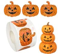 Halloween Pumpkin Stickers Roll, Cute Waterproof Self-Adhesive Pumpkin Face Stickers for Halloween Decor & Gifts, Pumpkin Decorating for Journaling, Laptop & Phone Case(Halloween Pumpkin Stickers)