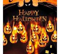 Halloween Pumpkin String Lights 10FT 20LED Jack O Lantern with Timer | Halloween Decoration Lights for Indoor Outdoor Any Decoration