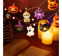 Halloween Pumpkin String Lights Cozy Home Hanging Ornament (Colorful - USB) | 40 LED Halloween Fairy Lights Decor For Seasonal Ambience And Warm Glow, available in battery-powered & USB-charging versions