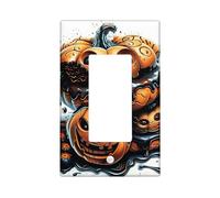 Halloween Pumpkin Switch Cover Plates Scary Faces Carved Orange for Spooky Wall Accents, Standard Size Thermoplastic Single Rocker