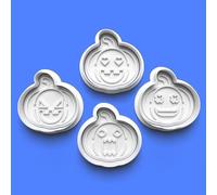Halloween Pumpkin Themed Cookie Cutter Set: Pumpkin Spooky Faces Slice Fondant Stamp