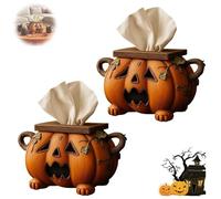 Halloween Pumpkin Tissue Box Holder, Spooky Pumpkin Tissue Box Decor, For Bathroom, Kitchen, Or Office, Spooky Style Tissues Boxs Holder, Halloween Home Accessory Suitable (2)