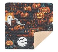Halloween Pumpkin & Truck Scene Soft Padded Baby Gym & Activity Mat for Indoor Outdoor Lightweight Padded Baby Mat for Baby Toddler Infant, 50'' x 50''