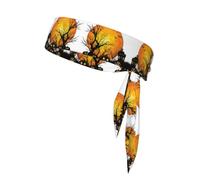Halloween Pumpkin Unisex Sports Head Tie - Double-Sided, Moisture-Wicking Workout Headband, Adjustable Knotted Band for Running, Yoga & Gym