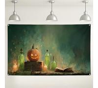 Halloween Pumpkin Wall Backdrop, Spooky Vintage Decorative Background for Parties, Autumn Festival Photo Booth Supplies 71x43 Inch