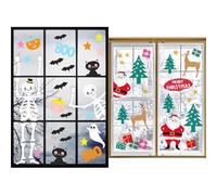 Halloween Pumpkin Window Clings & Christmas Santa Window Clings Bundle