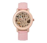 Halloween Pumpkin Witch Cottage Women's PU Leather Strap Watch Analog Quartz Watches