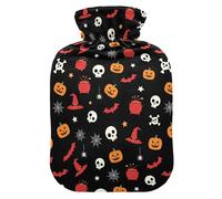 Halloween Pumpkin Witch Hat Hot Water Bottle with Cover for Pain Relief Bed Warmer Hot Water for Period Cramps, 1L