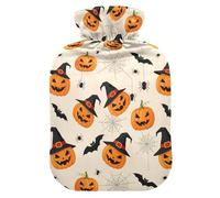 Halloween Pumpkin Witch Hat Hot Water Bottle with Cover for Pain Relief Heating Bottle for Pregnant Women, 2L