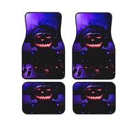 Halloween Pumpkin With Headphones Car Floor Mats Full Set 4 Pcs - Automotive Rubber Floor Mats For UltimateAnd Style