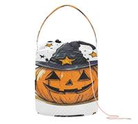 Halloween Pumpkin with Witches Hat and Stars Yarn Storage Crochet Project Bag Portable Crocheting Bag for Art Supply Yarn Craft