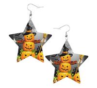 Halloween Pumpkin Women's Fashion Earrings, Celestial Dangle Earrings, Star Shape Jewelry for a Versatile