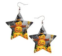 Halloween Pumpkin Women's Fashion Earrings, Celestial Dangle Earrings, Star Shape Jewelry for a Versatile