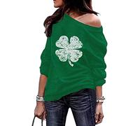 Halloween Pumpkin Women's Off Shoulder Casual Sweatshirt Pullover Long Sleeve Slouchy Shirt Top Blouse, Green Kelly Green 3, XXL