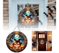Halloween Pumpkin Wooden Door Sign - Perfect Door Hanging Decoration for October Festivities Ideal for Enhancing Your Home with Haunting Halloween Charm (A, One Size)