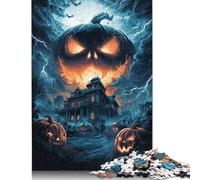 Halloween Pumpkin Wooden Jigsaw Puzzles Adults Fun 300 Piece Education Game Stress Relief Toy Intellectual Game Home Decoration Relaxation And Intelligence 300pcs (40x28cm)