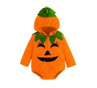 Halloween Pumpkin Zip Up Hooded Sleeveless Romper Girls Cute Cartoon Animal Print One Piece Jumpsuit Newborn Infant Toddler Cosplay Outfit Soft for Tiny Baby Girl Comfortable Playsuit