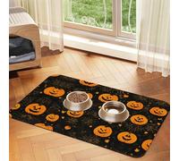 Halloween Pumpkinprint Pet Absorbent Leather Tablecloth,Wipe Clean Quick Dry,Food Mat For Small Animals