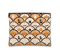 Halloween Pumpkins and Cat Pattern Makeup Bag, Orange, 7x9 Inch, Whimsical | Scalloped pattern, Makeup Zipper Pouch, Black cats, Spooky ghosts, Witches cauldrons, Autumn Aesthetic, Travel organizer