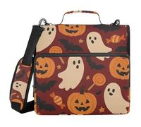Halloween Pumpkins and Ghosts 3 Rings 1.5 inch Binder Zipper with Shoulder Strap Waterproof Portfolio Binder for Middle School
