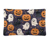 Halloween Pumpkins and Ghosts Black Cats Washable Dog Beds Crate Pad Soft Comfortable Anti-Slip Bottom Dog Crate Pad for Large Jumbo Medium Small Dogs 36" x 24"