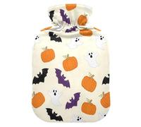 Halloween Pumpkins Bats Beige Hot Water Bottle with Cover for Pain Relief Feet Warmer for Headaches, 1L