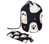 Halloween Pumpkins Bats Skull Compact Hanging Toiletry Bag with Clear PVC Pockets