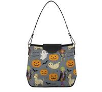 Halloween Pumpkins Black Cat ghosts Shoulder Hand Bags for Women Women's Trendy Purses with Removable Straps for, Cartoon Halloween Dachshund Zombie, One Size