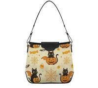 Halloween Pumpkins Black Cat ghosts Shoulder Hand Bags for Women Women's Trendy Purses with Removable Straps for, Vintage Black Cat Pumpkin Halloween, One Size