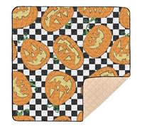 Halloween Pumpkins Checkred Large Sturdy Baby Playmat for Floor Cozy Breathable Tummy Time Activity Mat for Baby Toddler Infant, 50'' x 50''