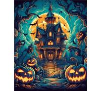 Halloween Pumpkins DIY Cross Stitch Art Craft 16x20 inch Fabric with Accessories, 11ct Pre Printed Stamped Embroidery Kits for Adults Beginners