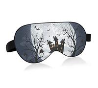Halloween Pumpkins Full Moon House Bats Eye Masks Cover Blocks Light Sleep Mask Shade Cover Blindfold Relaxing Eyeshade Cover with Adjustable Head Strap for Men Women Kids