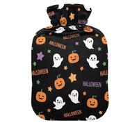 Halloween Pumpkins Ghosts Black Hot Water Bottle with Cover for Pain Relief Heating Bag for Sports Injuries, 2L