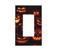 Halloween Pumpkins Glowing in The Dark Light Switch Wall Plate Faceplate Cover Single Rocker 1 Gang Decorator Outlet Receptacle Covers for Home Kitchen Room Bathroom Decor