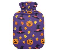 Halloween Pumpkins Hats Witch Hot Water Bottle with Cover for Pain Relief Hot Water Bed Warmer for Headaches, 1L