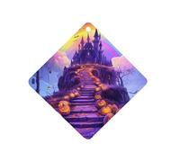 Halloween Pumpkins Haunted House Rainbows Car Air Freshener Decorative Hanging Aromatherapy Tablets for Car Trucks Rhombus