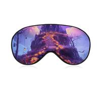 Halloween Pumpkins Haunted House Rainbows Sleep Mask Lightweight Blindfold Eye Mask with Adjustable Strap for Men Women